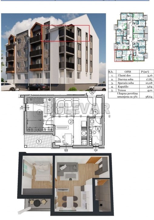 Jednosoban stan, 39 m2, Sokobanja ID: p-014394 9