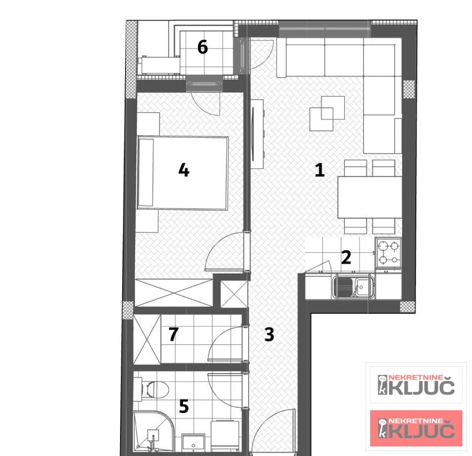 KOD SOMBORSKOG BULEVARA, 52m2, Dvosoban Nov, Useljiv 5