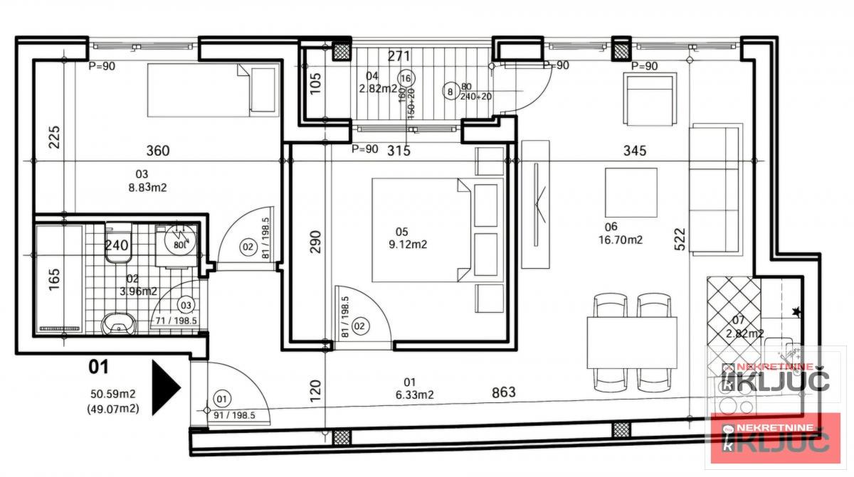KOD SOMBORSKOG BULEVARA, 51m2, Dvoiposoban sa pdv, Kredit 1