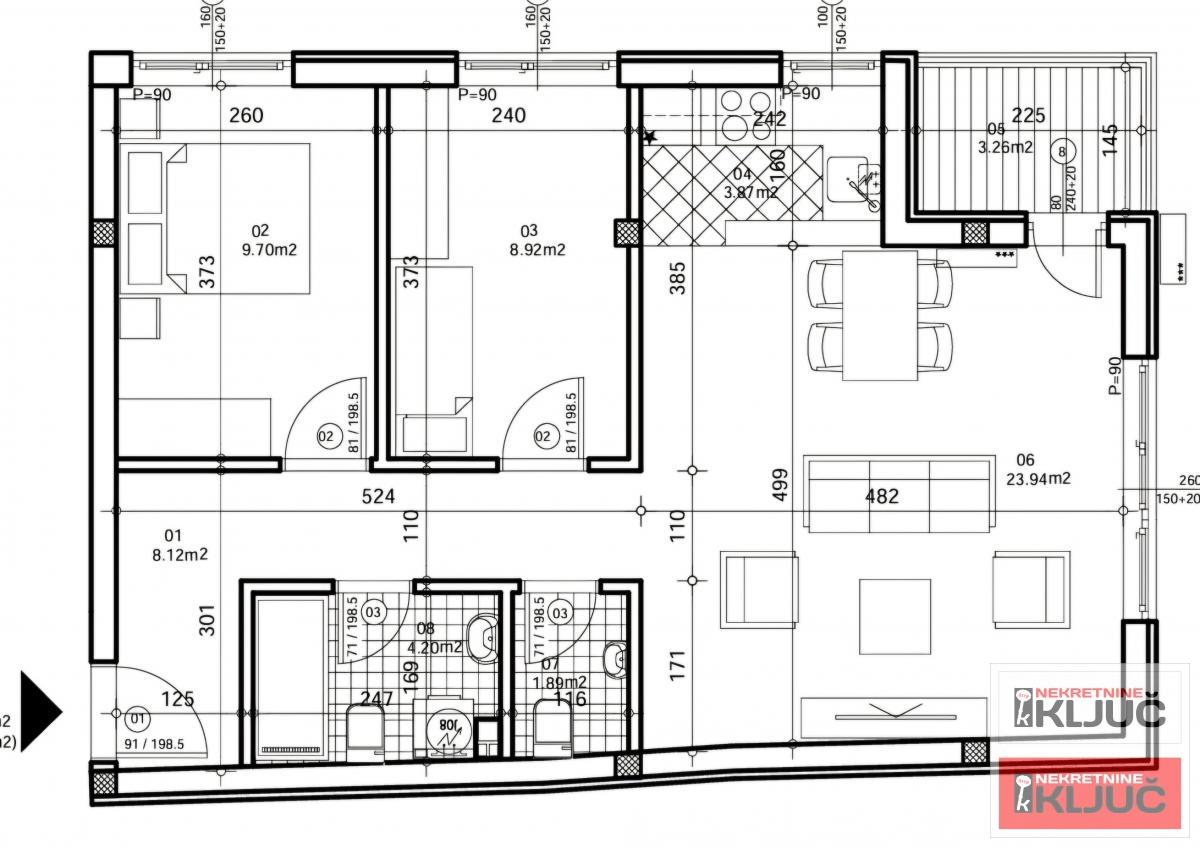 KOD SOMBORSKOG BULEVARA, 67m2, Trosoban sa pdv, Kredit,cena za kes 1