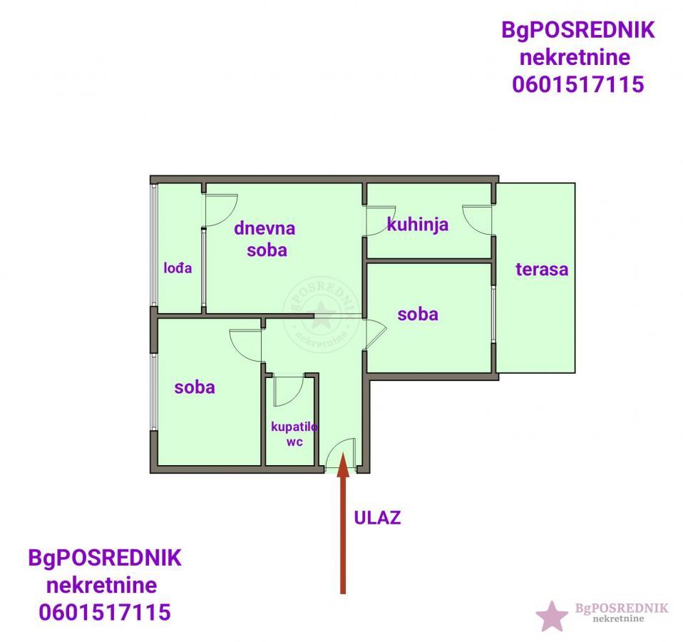 Vračar, Čubura, Sazonova, 61m2+14m2 2