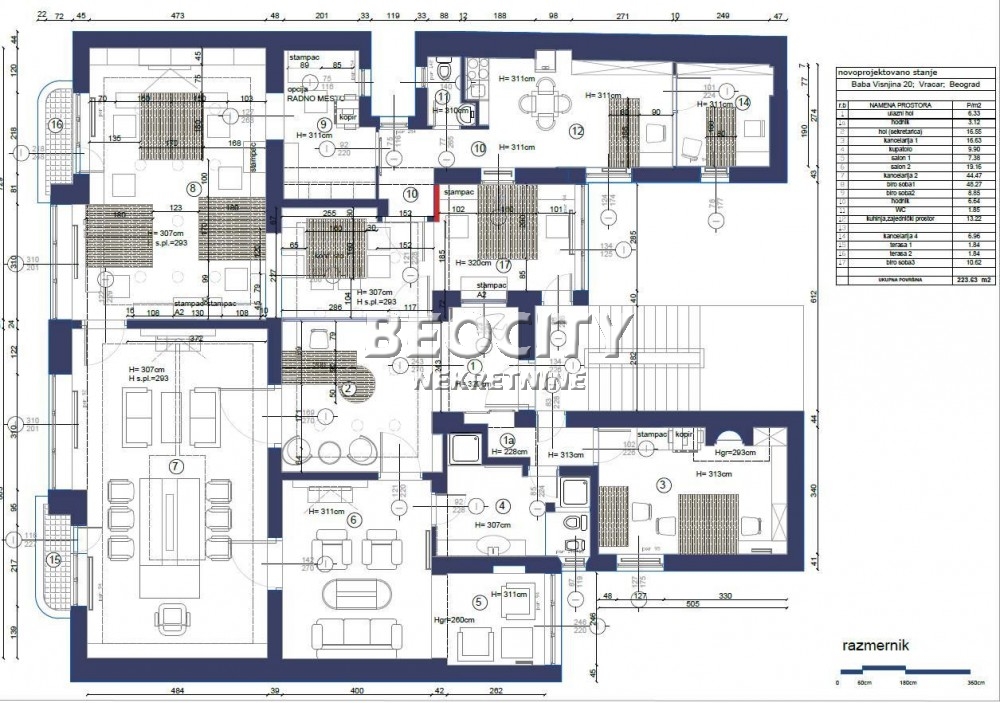 Trosoban stan, 223 m2, Vračar, Baba Višnjina ID: 121518 20