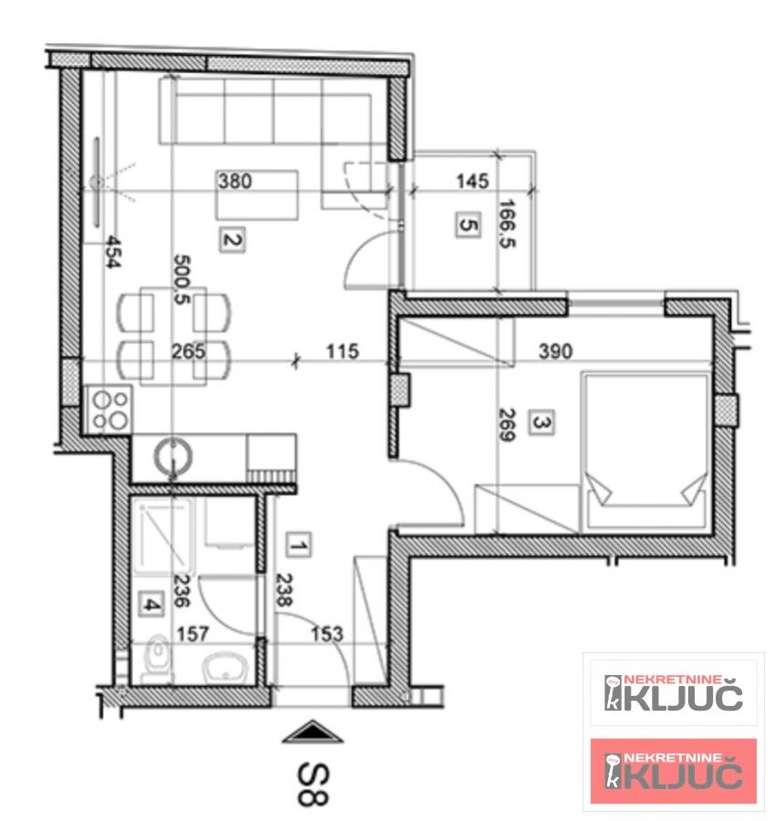 KOD ŽELEZNIČKE STANICE, 42m2, Dvosoban sa pdv 1