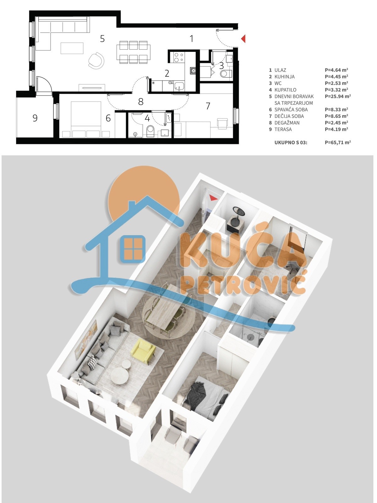 Trosoban stan, 65.71 m2, Palilula, Mokranjčeva ID: p-014741 20