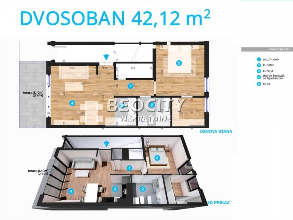 Dvosoban stan, 42 m2, Telep, Heroja Pinkija ID: 122670 1