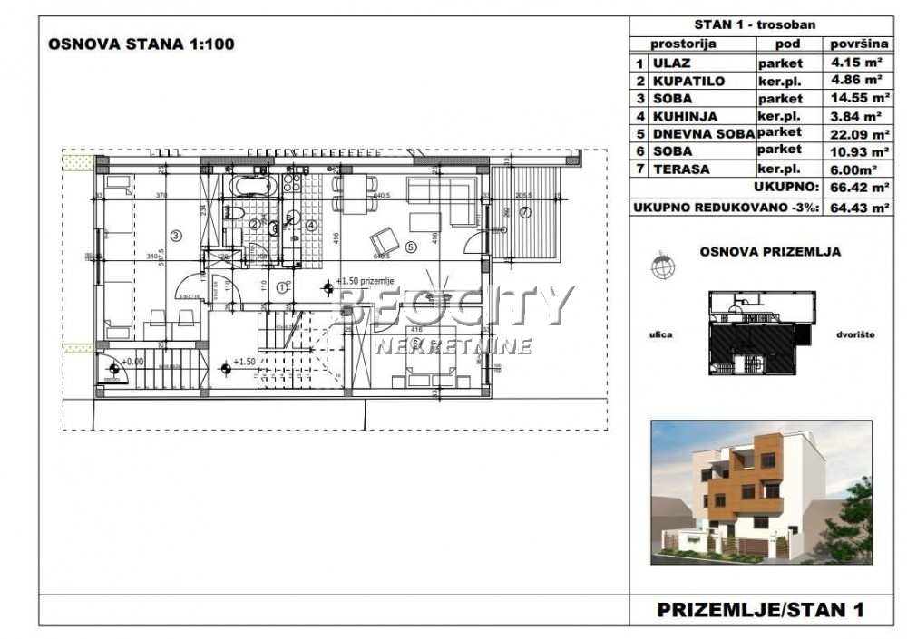 Trosoban stan, 64 m2, Telep, Gorana Kovačića ID: 122942 2
