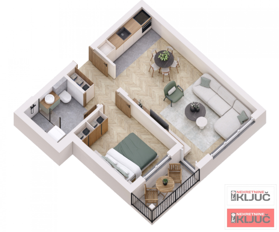 ADICE, 45m2, Dvosoban sa pdv 1