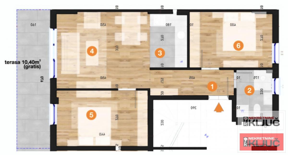 TELEP, 53m2 + 10m2 Terasa, Trosoban sa pdv 1
