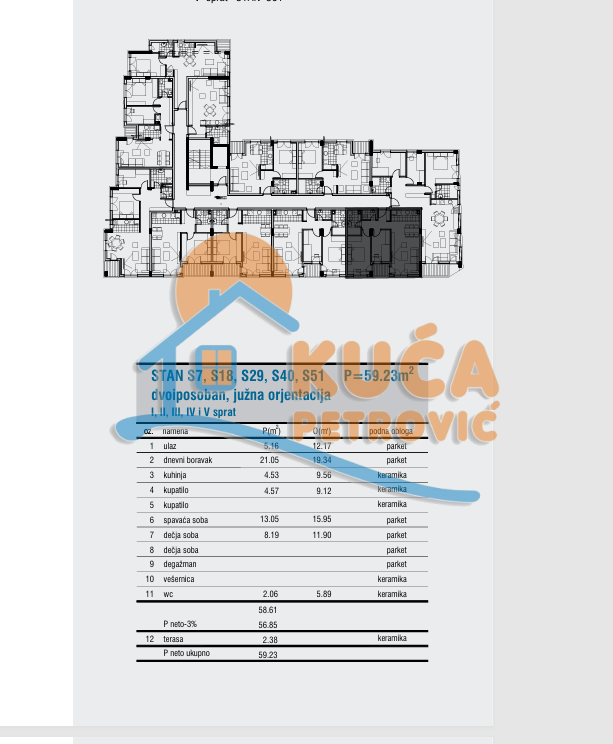 četvorosoban stan, 59.03 m2, Centar, Kej Kola srpskih sestara ID: p-014869 3