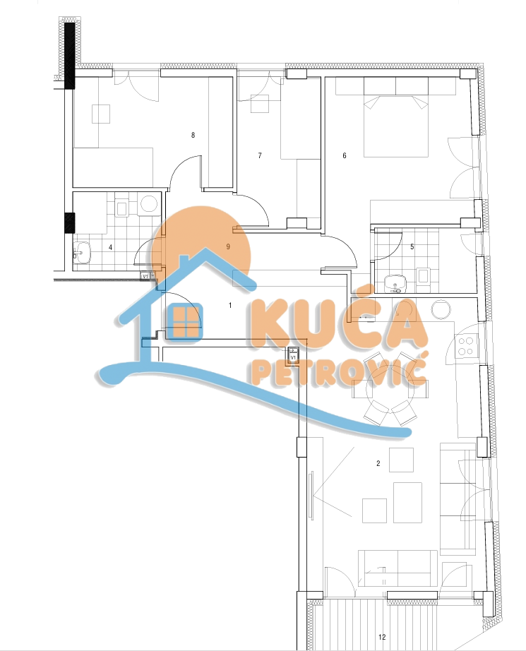 četvorosoban stan, 87.69 m2, Centar, Cetinjska ID: p-014853 2