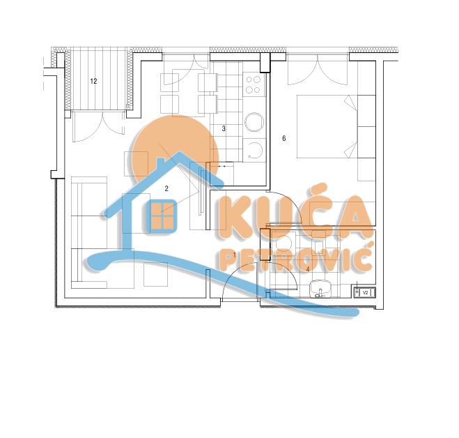 Dvosoban stan, 43.3 m2, Centar, Cetinjska ID: p-014859 2