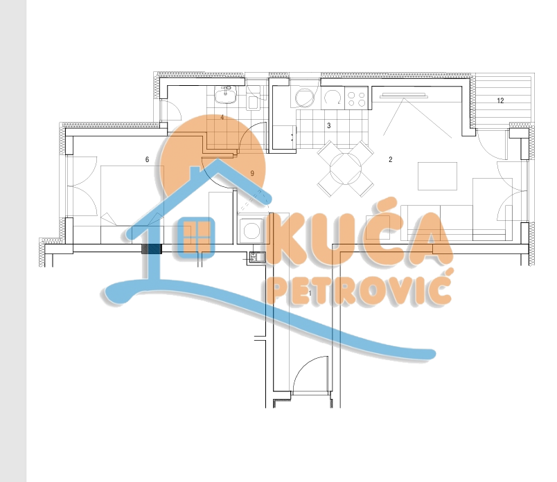 Dvosoban stan, 45.86 m2, Centar, Cetinjska ID: p-014860 2