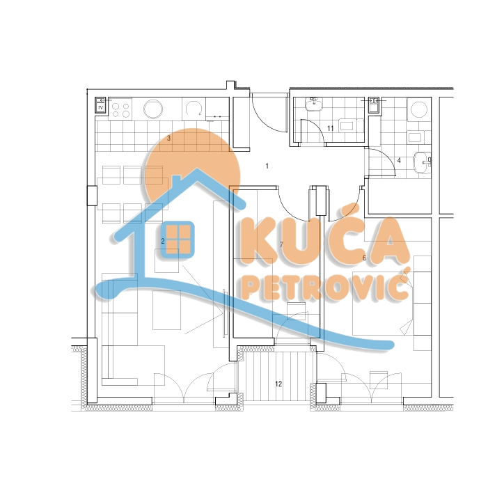 Dvosoban stan, 59.23 m2, Centar, Cetinjska ID: p-014858 2