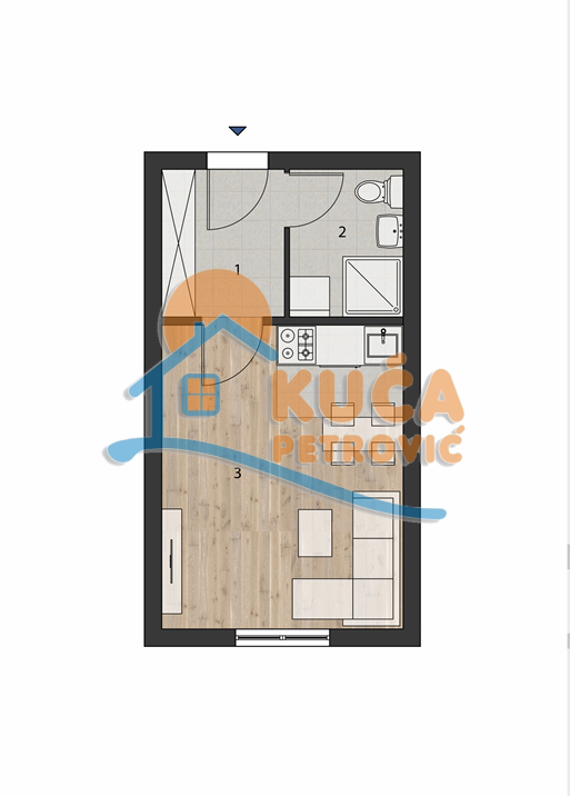 Jednosoban stan, 23.6 m2, Brzeće, Brzeće ID: p-014954 2