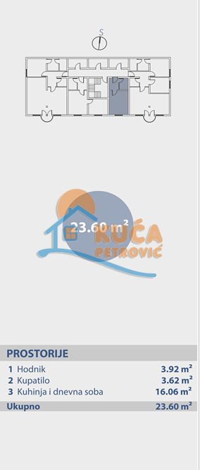 Jednosoban stan, 23.6 m2, Brzeće, Brzeće ID: p-014954 3