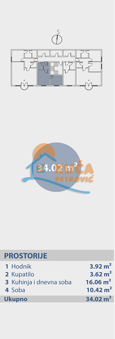 Jednosoban stan, 34.02 m2, Brzeće, Brzeće ID: p-014955 3