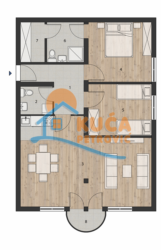 Trosoban stan, 74.76 m2, Brzeće, Brzeće ID: p-014952 2