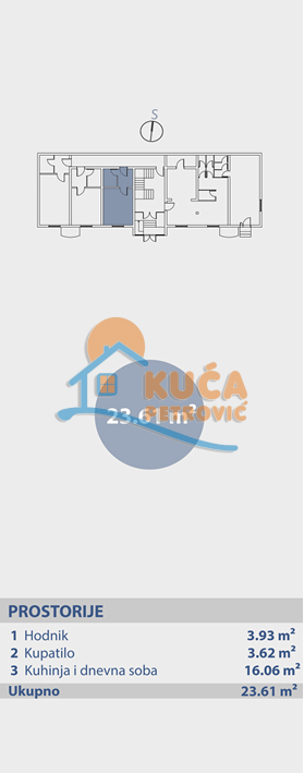 Jednosoban stan, 23.61 m2, Brzeće, Brzeće ID: p-014972 3