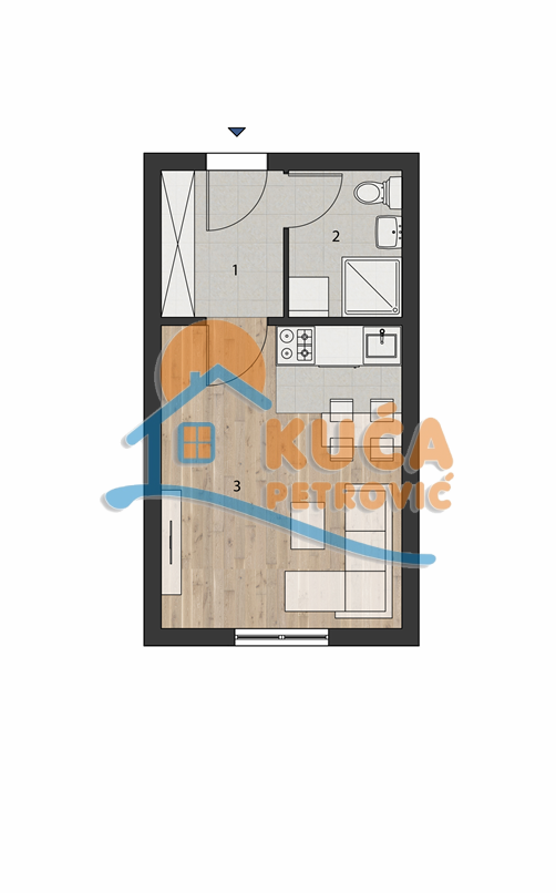 Jednosoban stan, 23.61 m2, Brzeće, Brzeće ID: p-014974 2