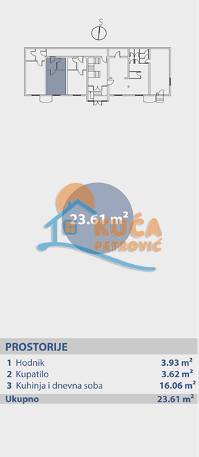 Jednosoban stan, 23.61 m2, Brzeće, Brzeće ID: p-014974 3