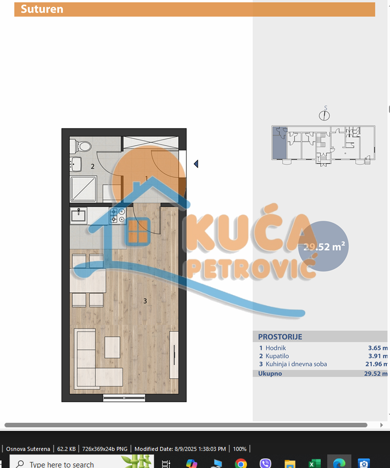 Jednosoban stan, 29.52 m2, Brzeće, Brzeće ID: p-014976 3