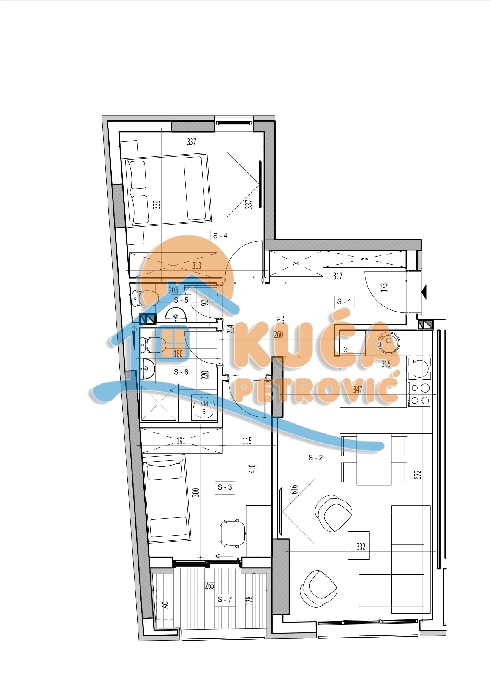 Dvosoban stan, 62.41 m2, Centar, Rajićeva ID: p-014956 1