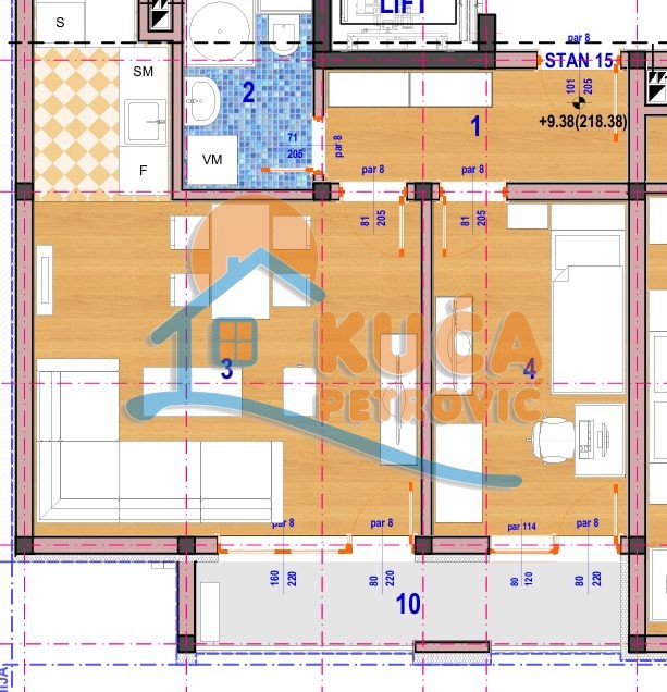 četvorosoban stan, 46.27 m2, Donja Vrežina, Crnogorska ID: p-014999 3