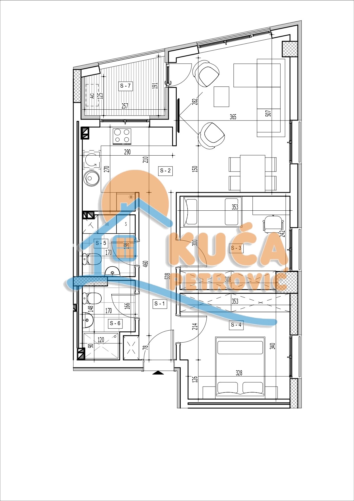Dvosoban stan, 64.59 m2, Centar, Rajićeva ID: p-014969 2