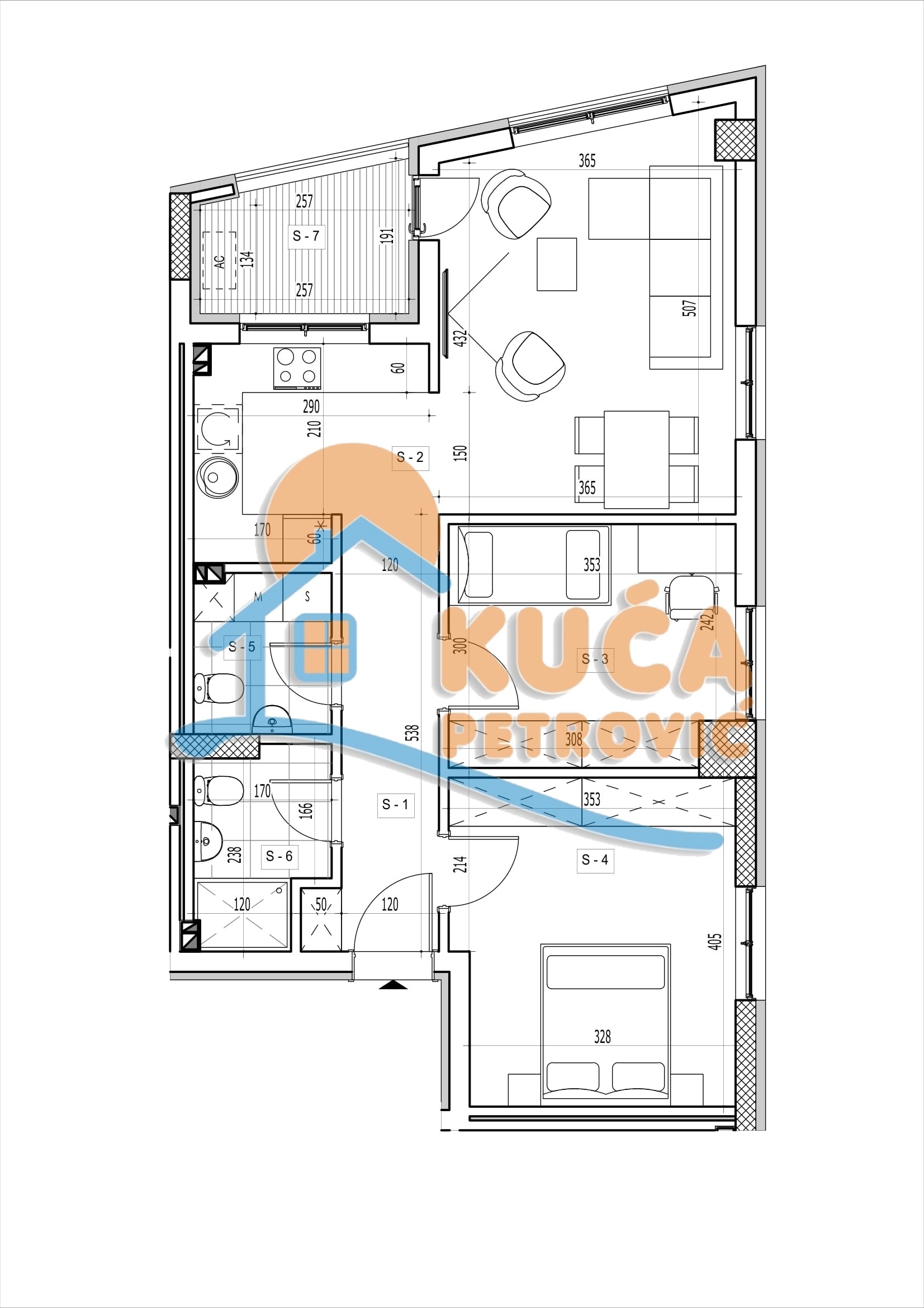 Dvosoban stan, 66.72 m2, Centar, Rajićeva ID: p-014979 2