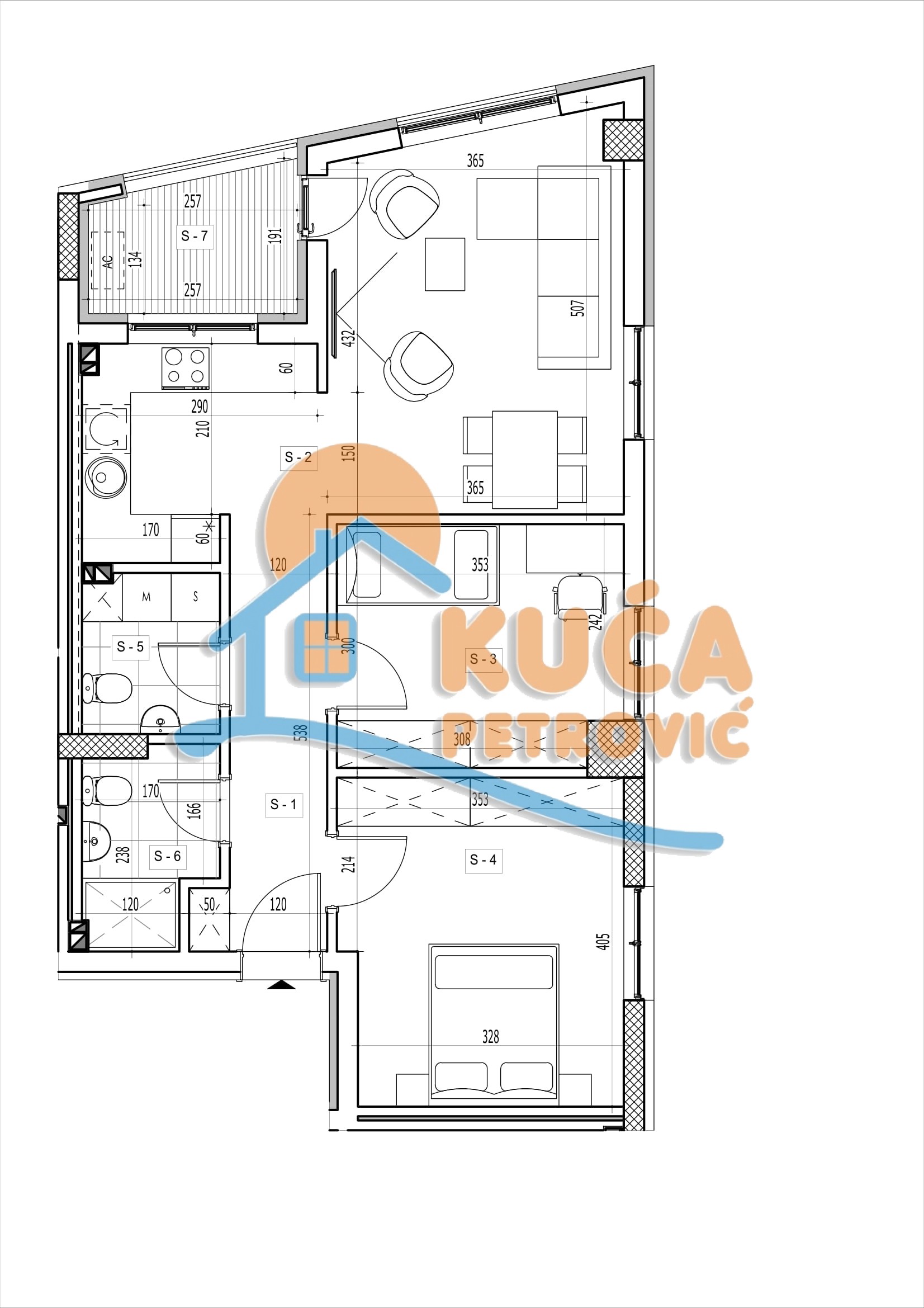 Dvosoban stan, 66.72 m2, Centar, Rajićeva ID: p-014980 2