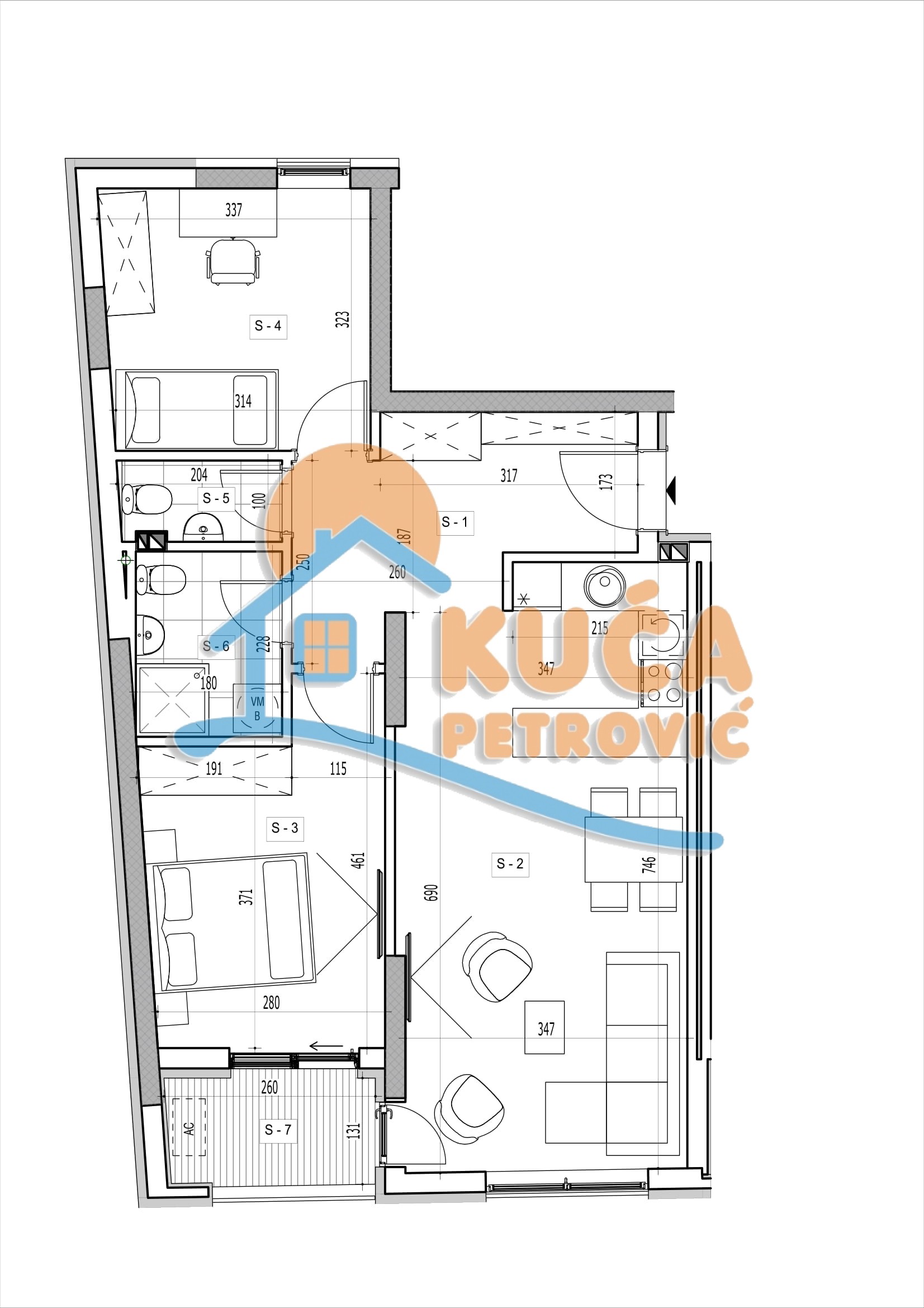 Dvosoban stan, 67.48 m2, Centar, Rajićeva ID: p-014967 2