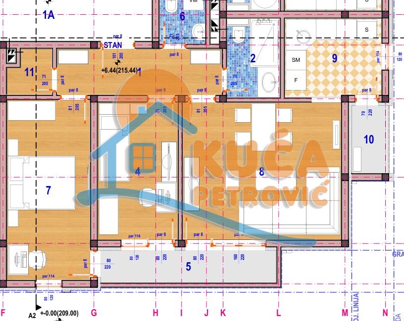 Trosoban stan, 69.21 m2, Donja Vrežina, Crnogorska ID: p-014995 3