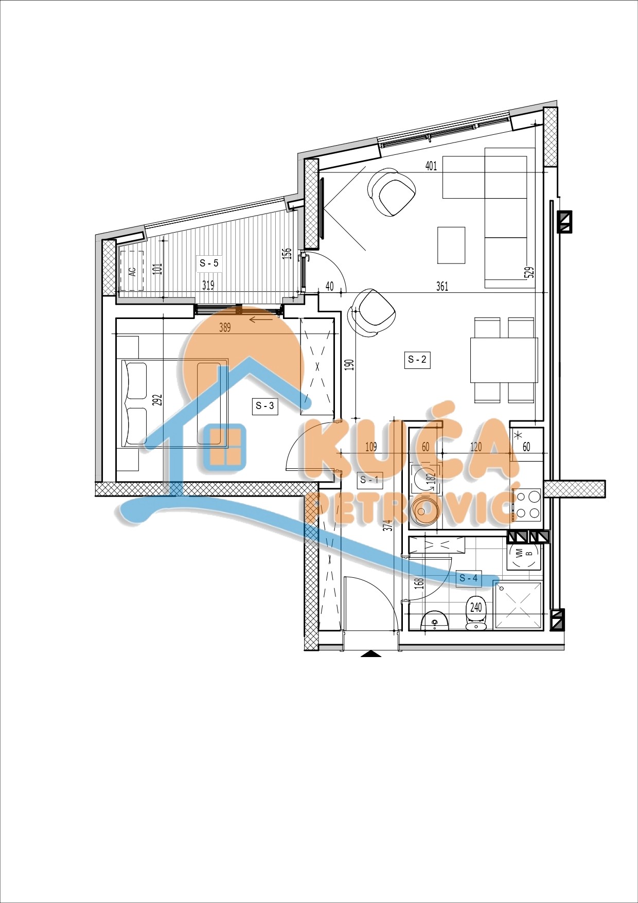 Jednosoban stan, 47.88 m2, Centar, Rajićeva ID: p-015013 2