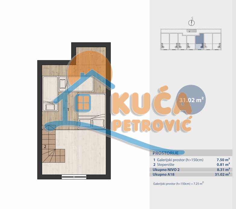 Jednosoban stan, 31.02 m2, Brzeće, Brzeće ID: p-015034 3