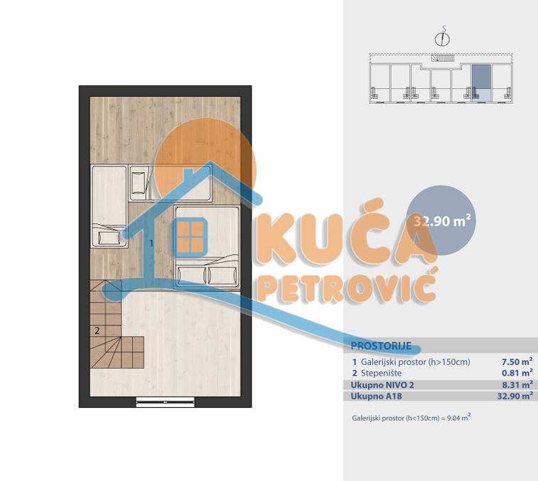 Jednosoban stan, 32.9 m2, Brzeće, Brzeće ID: p-015027 3