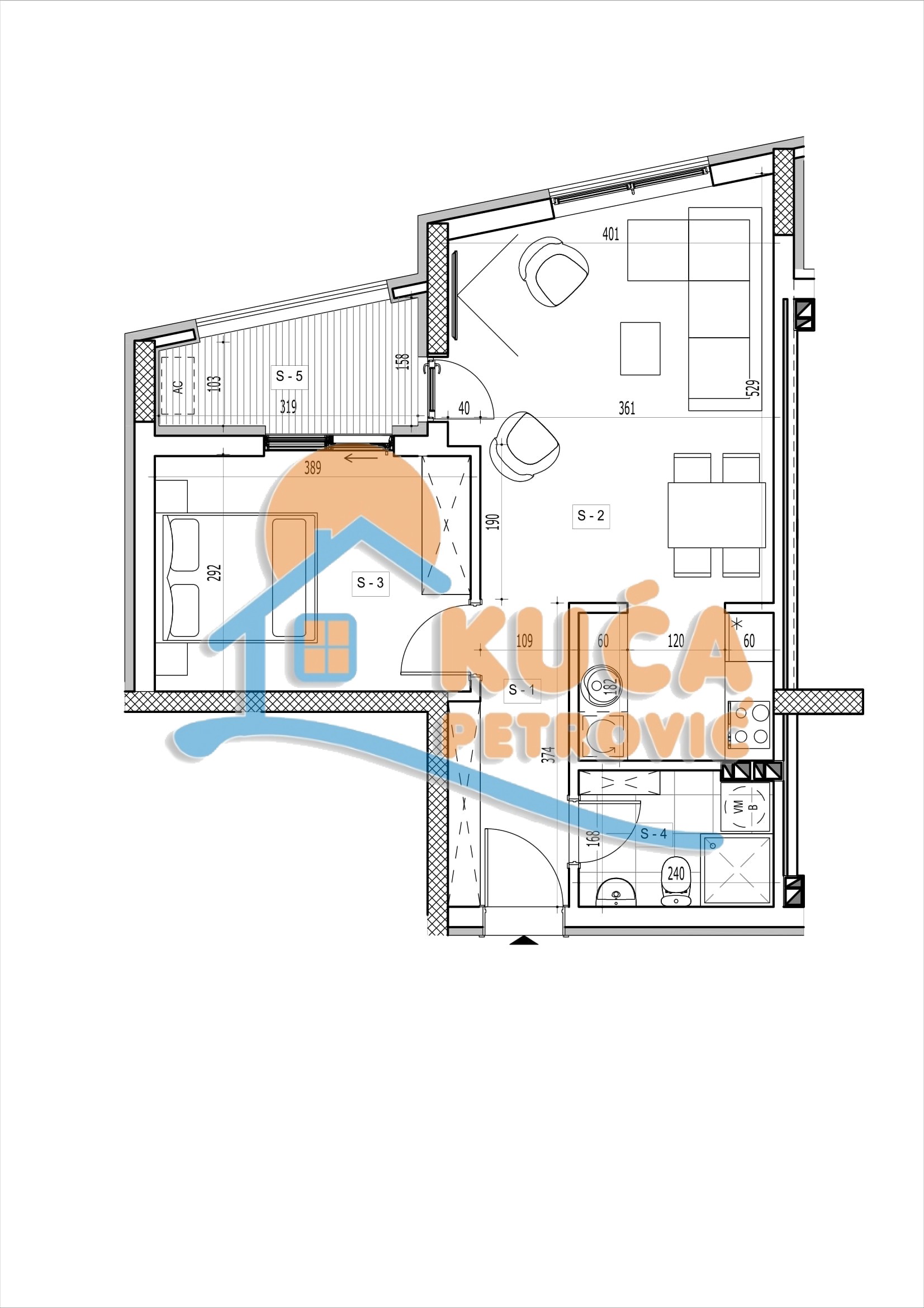 Jednosoban stan, 47.86 m2, Centar, Rajićeva ID: p-015018 2