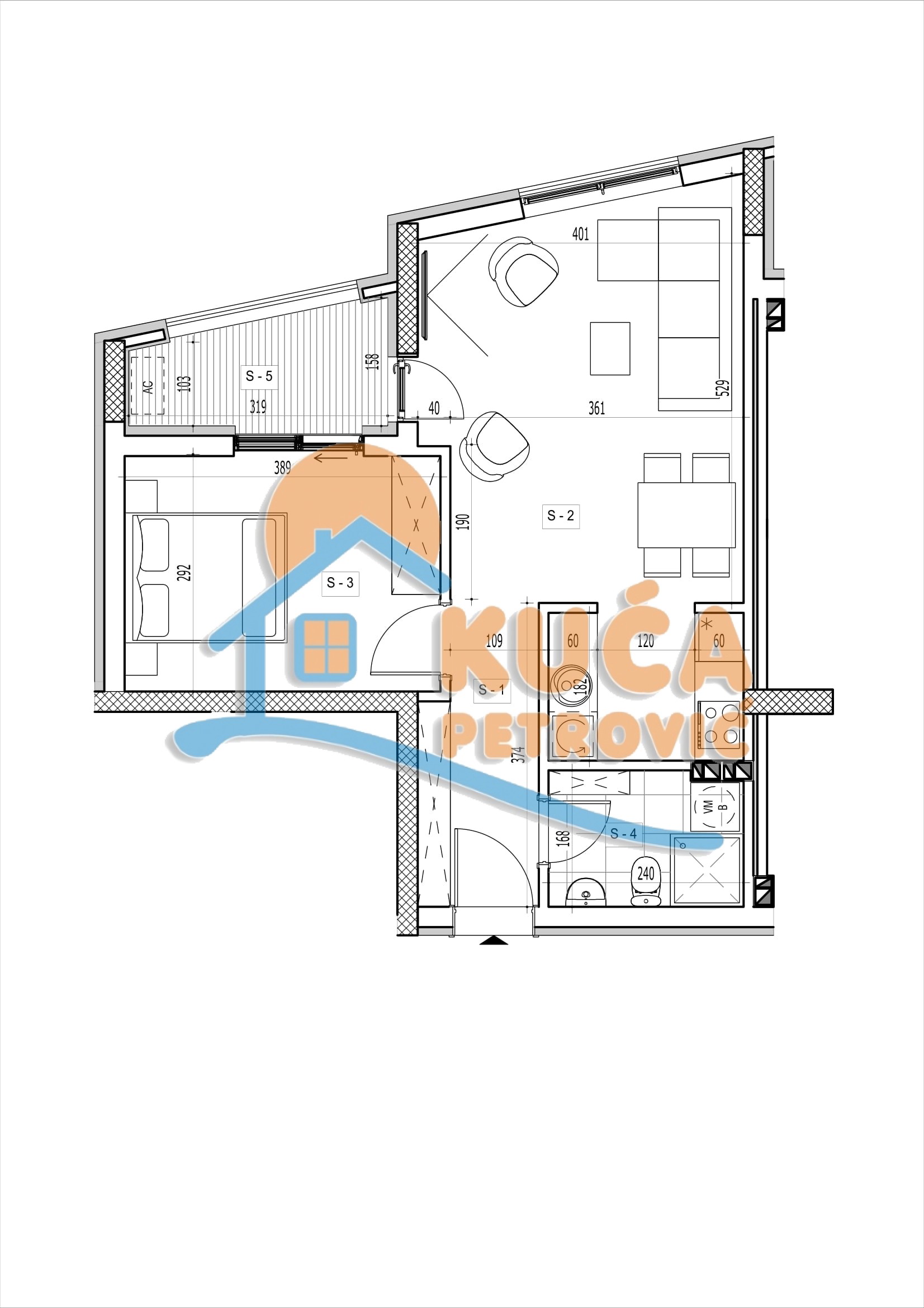 Jednosoban stan, 47.87 m2, Centar, Rajićeva ID: p-015021 2