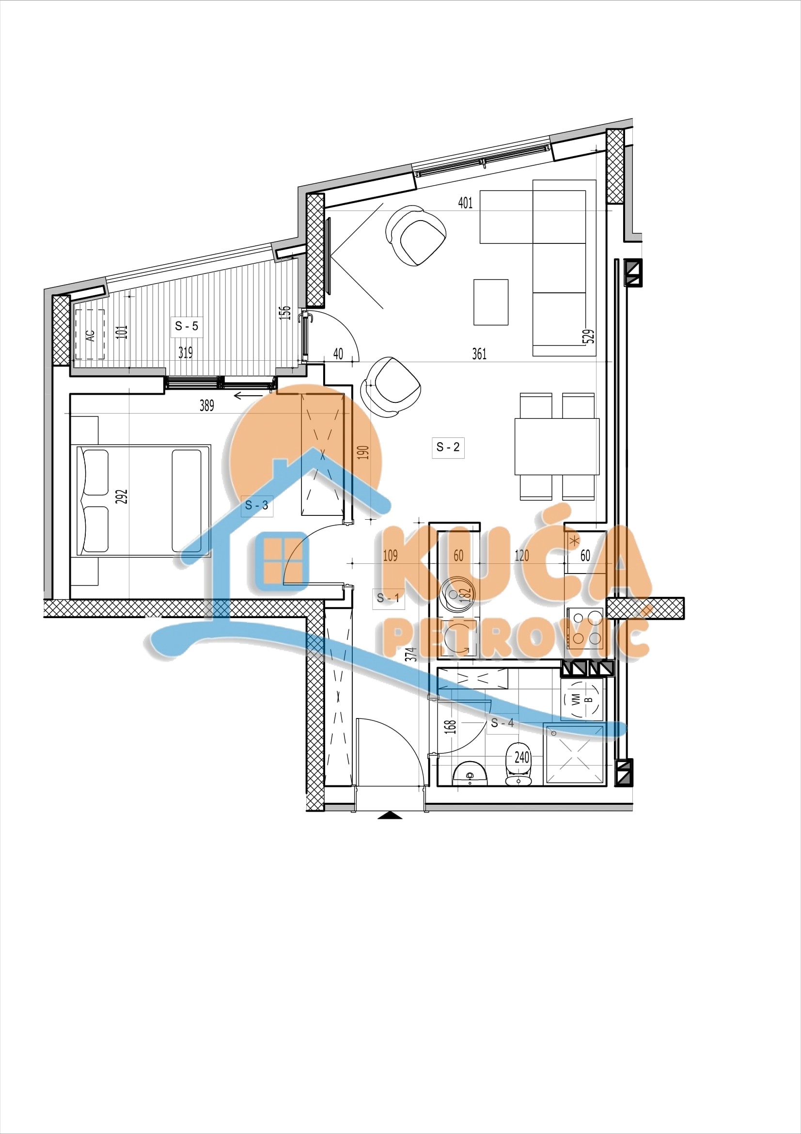 Jednosoban stan, 47.87 m2, Centar, Rajićeva ID: p-015023 2