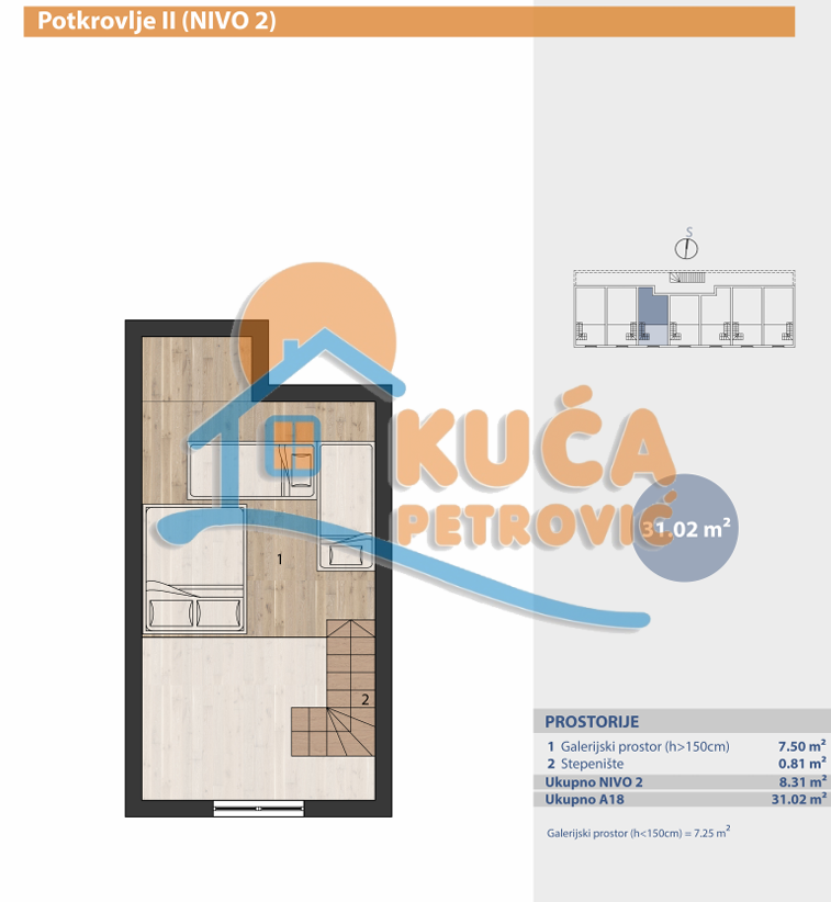 Jednosoban stan, 31.02 m2, Brzeće, Brzeće ID: p-015041 3