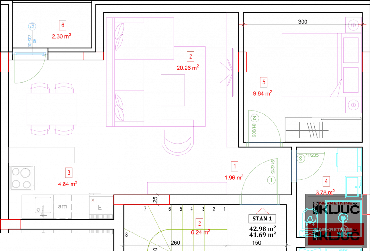 ADICE, 42m2, Dvosoban sa pdv 1