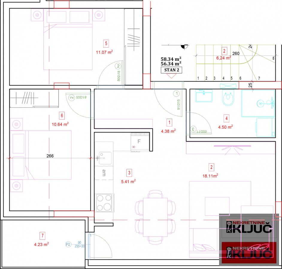 ADICE, 57m2, Trosoban sa pdv 1