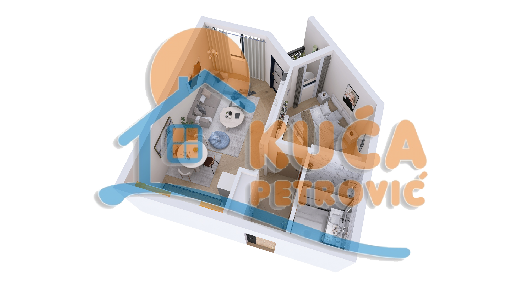 Dvosoban stan, 44.53 m2, Jagodin Mala, 2. proleterske brigade ID: p-014828 13