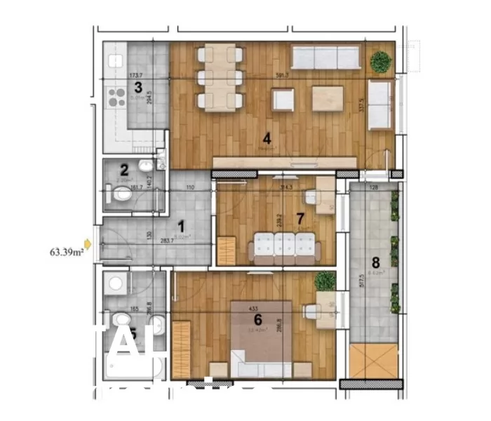 Stan,NOVI SAD,CENTAR,kv: 62.00, € 205000, ID: 1098806 2