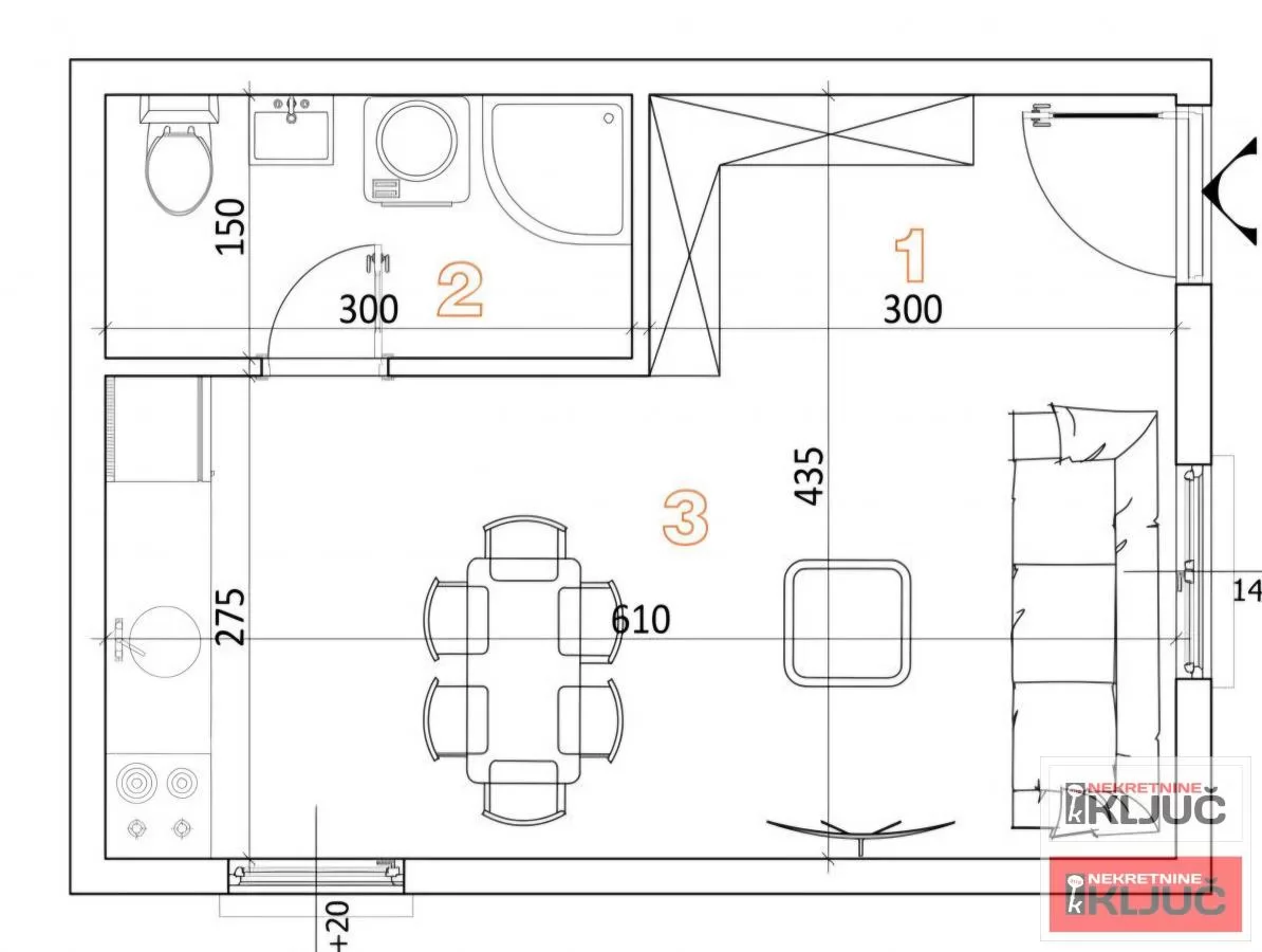 VETERNIČKA RAMPA, 26m2, Garsonjera, Nova 1