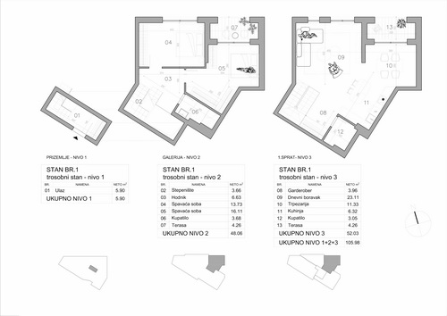 Centar  Dalmatinska  3 0  105 98m2 novogradnja 2
