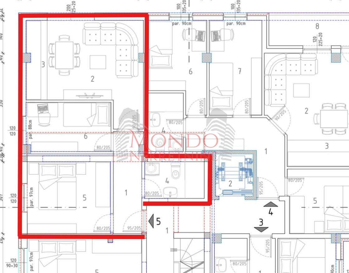 Dvoiposoban stan u novoj zgradi u blizini restorana Paris lux 6