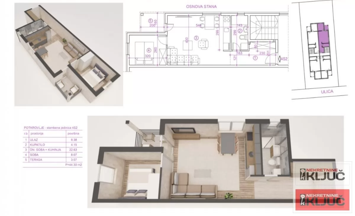 ADICE, 44m2, Dvosoban sa pdv 1
