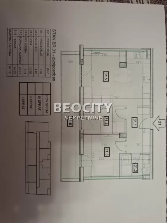 Dvosoban stan, 67 m2, Bežanijska kosa, Vojvođanska ID: 124972 1