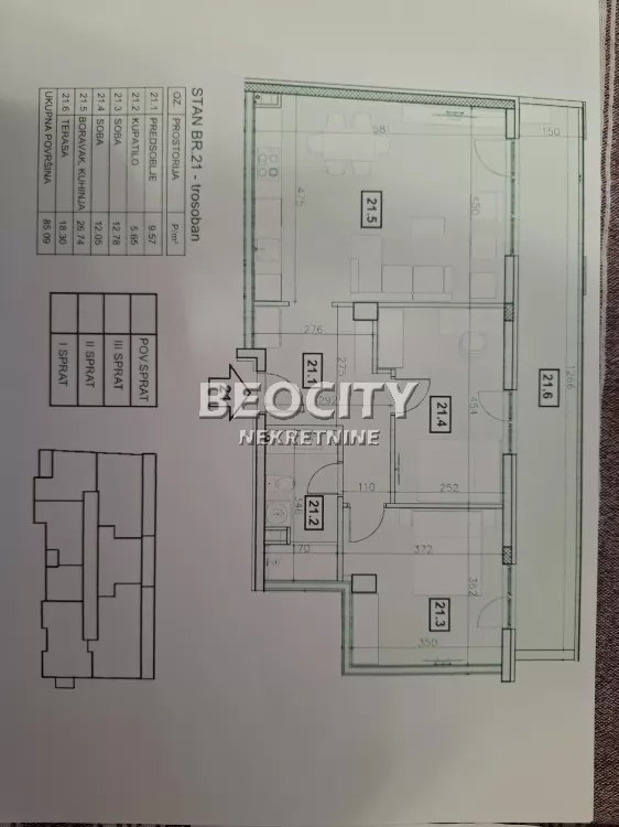 Trosoban stan, 85 m2, Bežanijska kosa, Pere Segedinca ID: 124969 1