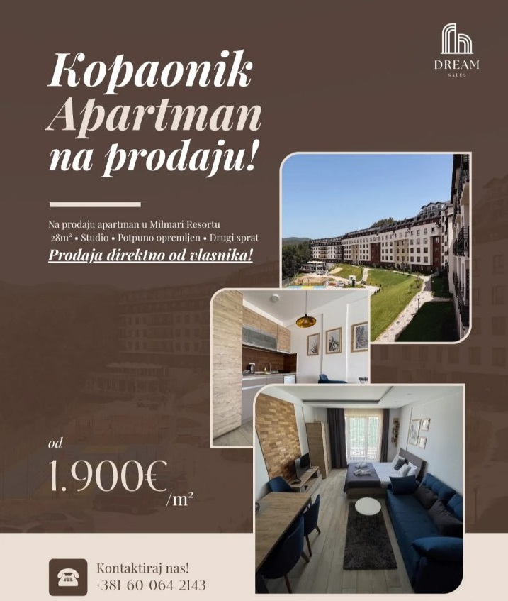 Na prodaju apartman u srcu Kopaonika Milmari Resort 1